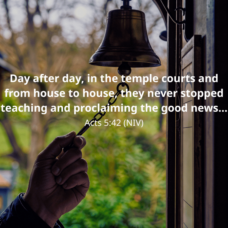 Day after day, in the temple courts and from house to house, they never stopped teaching and proclaiming the good news…-7