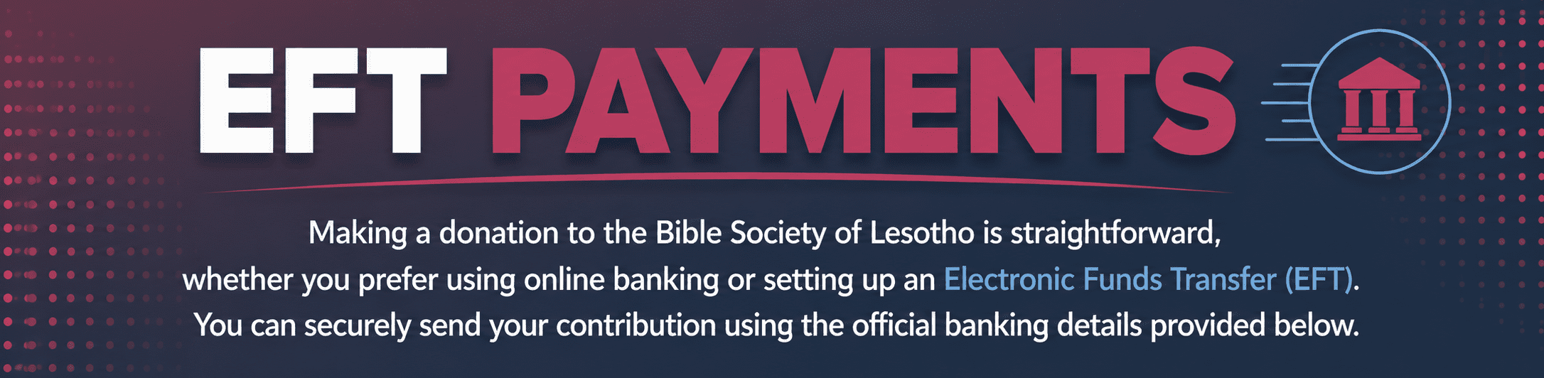 EFT payments for donations to charity