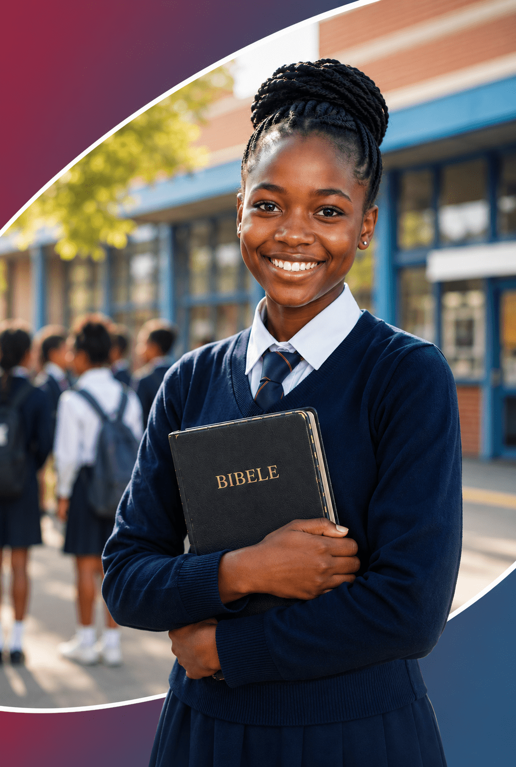Smiling student with Bible on campus